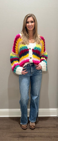 Handmade Chunky Multi Color Knit Sweater Top