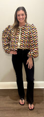 Multi Check Weave Puff Jacket