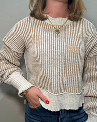 Cream/Light Mocha Striped Sweater