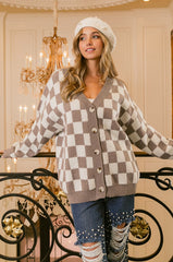 Mocha Checkered Cardigan