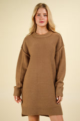 Mocha Oversized Knit Sweater Dress