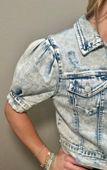 Risen Denim Jacket w/ Puff Shoulder