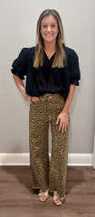 Leopard Raw Hem Jeans