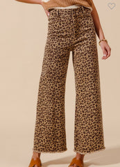 Leopard Raw Hem Jeans