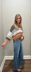 Striped 3/4 Sleeve Sweater