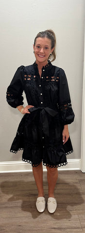 Black Pearl Button Dress