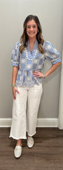 Chambray Blue Eyelet Top