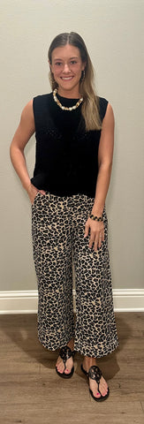 Leopard Crop Dressy Pants