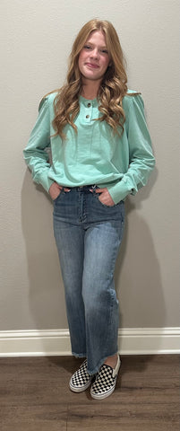 Misty Mint Long Sleeve w/ Puff Shoulder