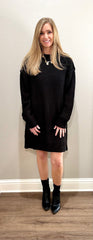 Black Oversized Knit Sweater Dress