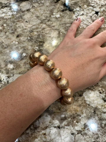 Gold Round Bead Stretch Bracelet