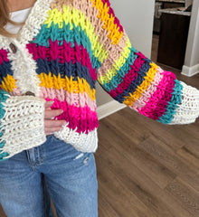 Handmade Chunky Multi Color Knit Sweater Top