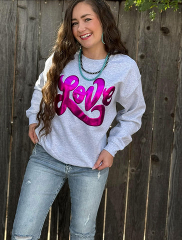 Metallic Puff LOVE Sweatshirt