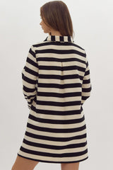 Black & White Stripe Collared Dress