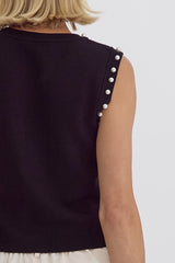 Solid Tank Sweater w/ Pearl Accents - 3 COLORS