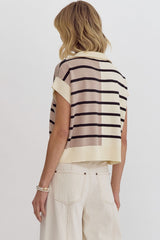 Cream Multi Stripe Lightweight Sweater Top