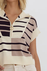 Cream Multi Stripe Lightweight Sweater Top