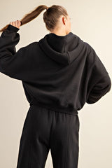 Black French Terry Fleece 1/4 Zip Pullover